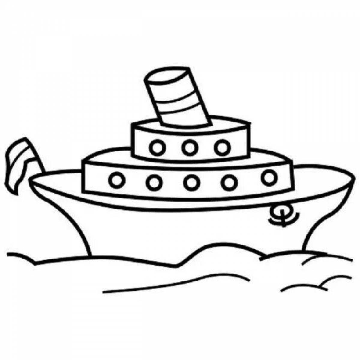 Colorful ship coloring book for 3-4 year olds