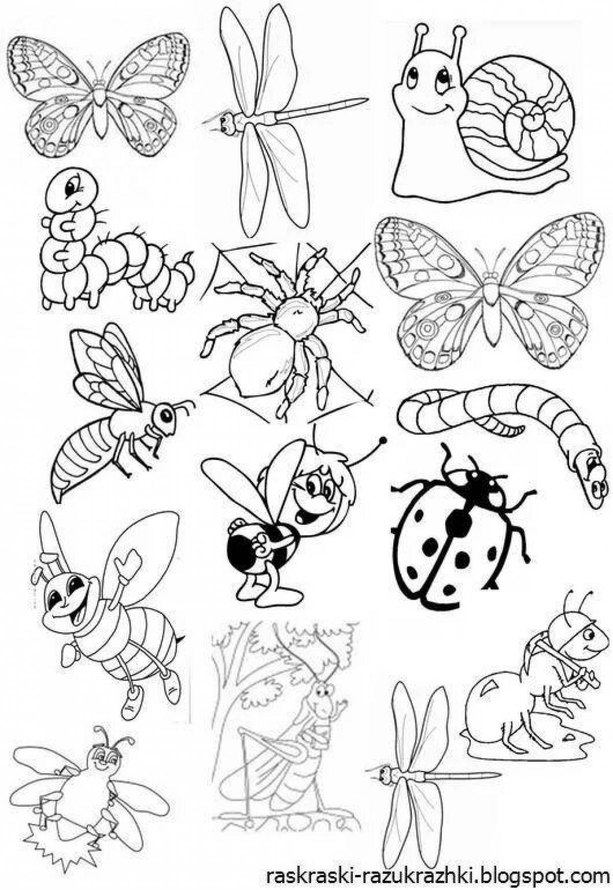 Очаровательная раскраска насекомых для детей 4-5 лет