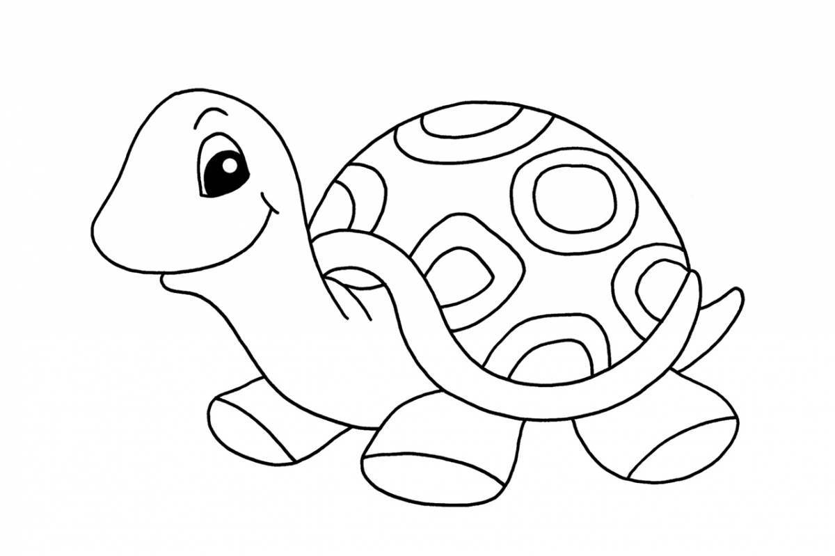 Красочная раскраска черепаха для детей 3-4 лет