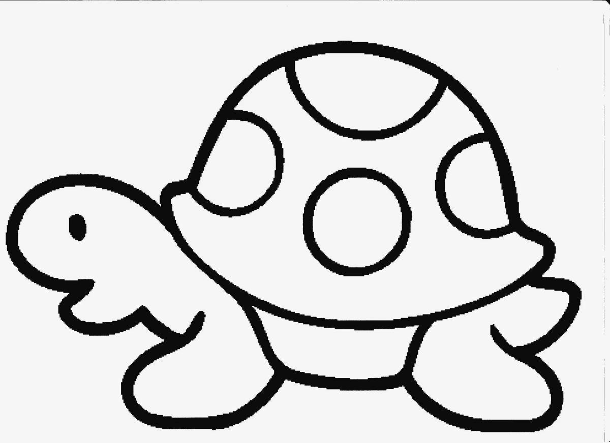 Веселая раскраска черепаха для детей 3-4 лет