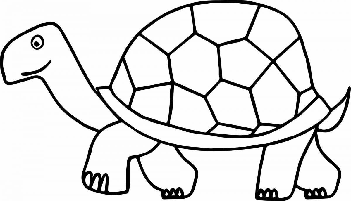 Яркая черепаха-раскраска для детей 3-4 лет