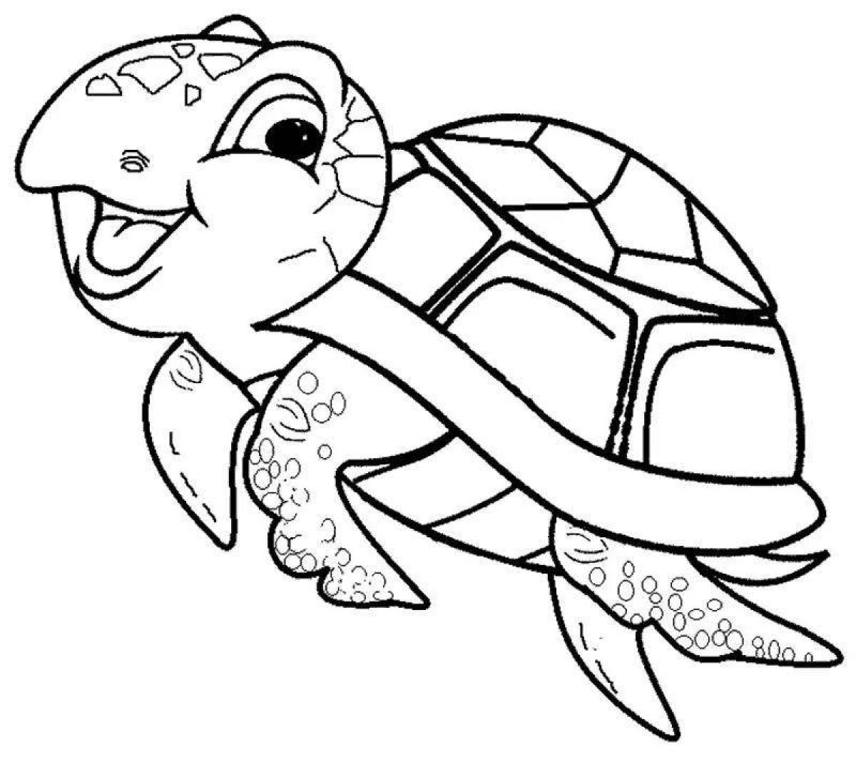 Веселая черепаха-раскраска для детей 3-4 лет