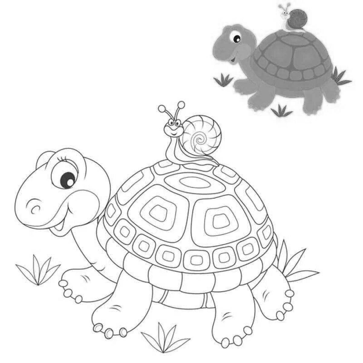 Креативная черепаха-раскраска для детей 3-4 лет