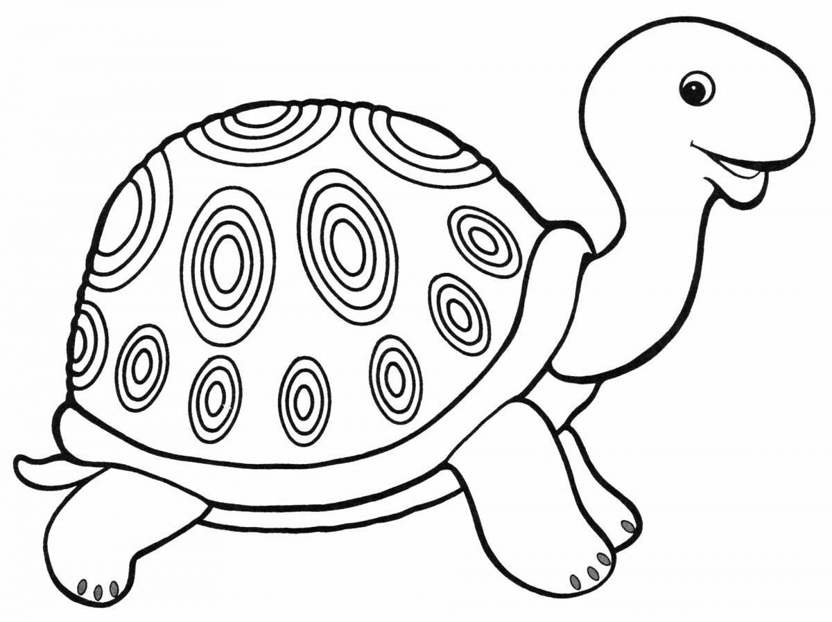 Милая черепаха-раскраска для детей 3-4 лет