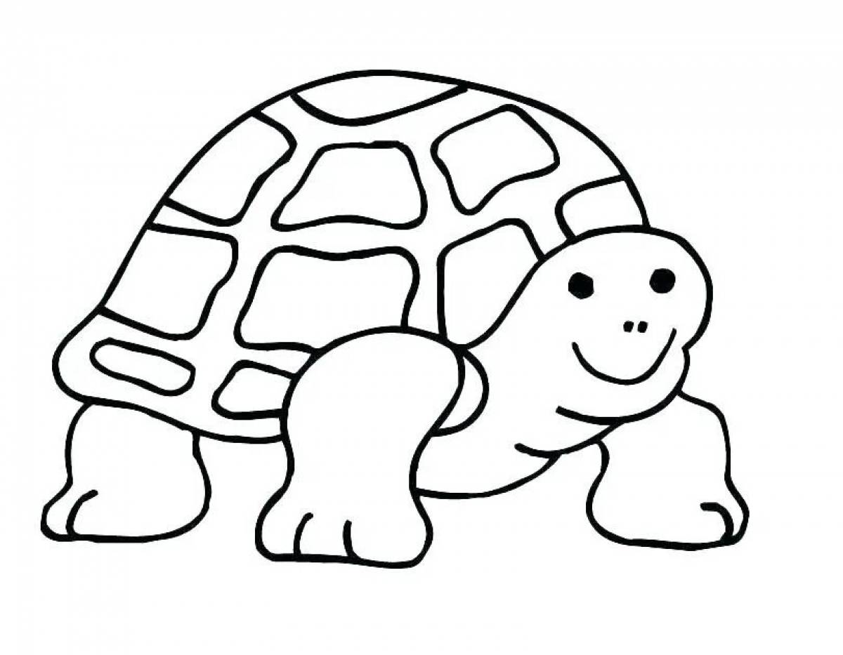 Развлекательная раскраска черепахи для детей 3-4 лет