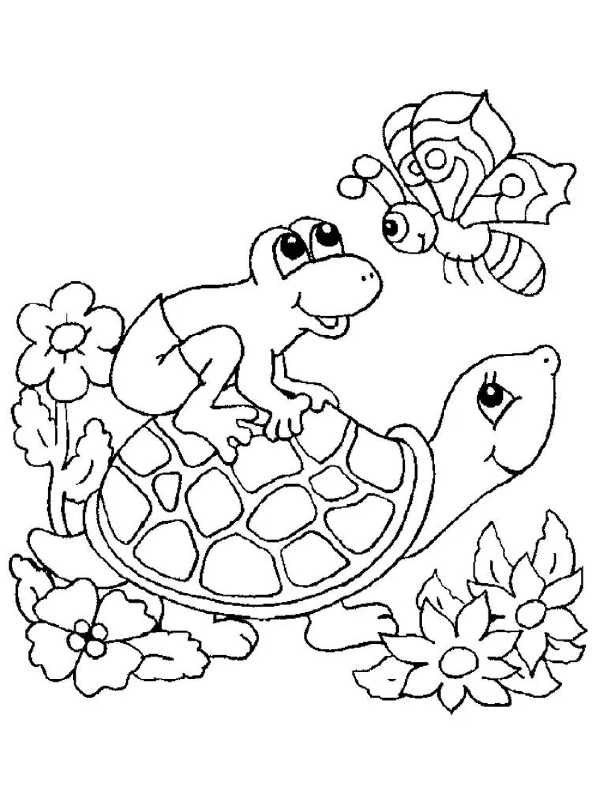 Magic turtle coloring book for 3-4 year olds