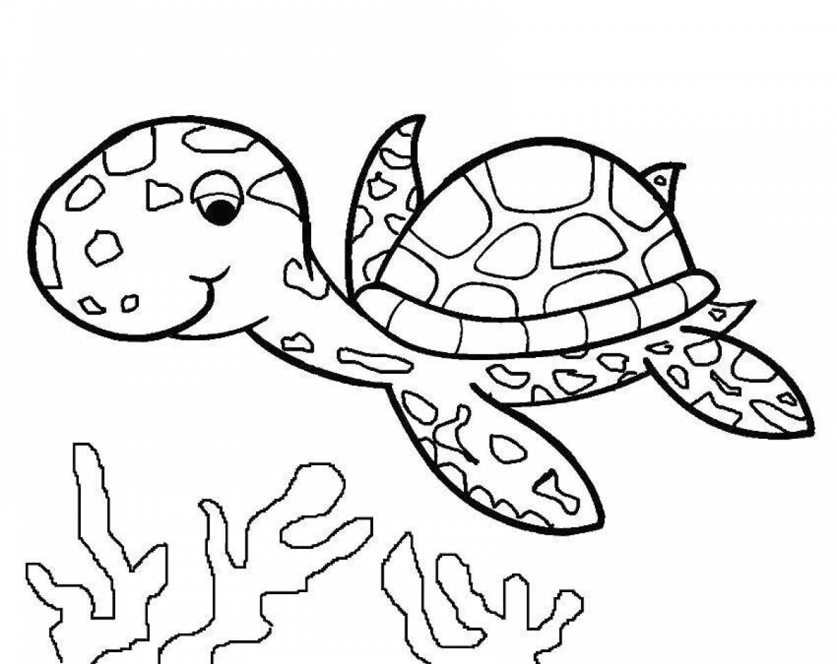 Living turtle coloring book for 3-4 year olds
