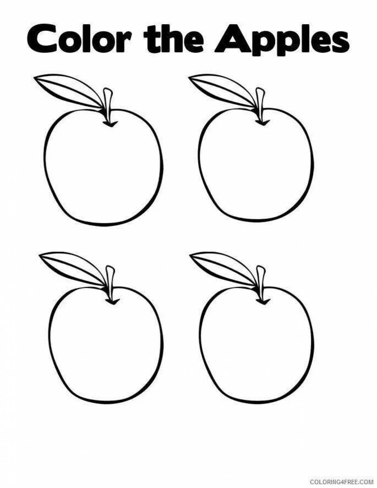 Веселая яблочная раскраска для детей 5-6 лет