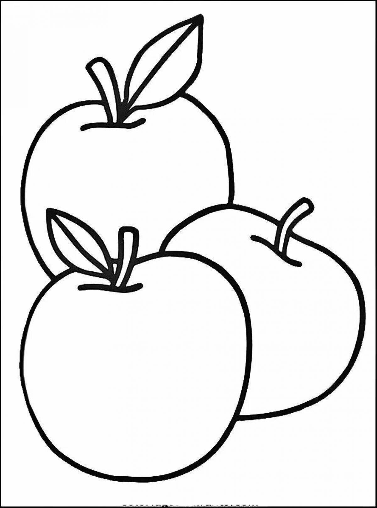 Радостная яблочная раскраска для детей 5-6 лет