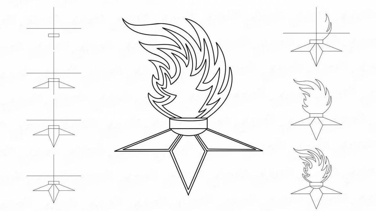 Beautiful eternal flame coloring page for 5-6 year olds