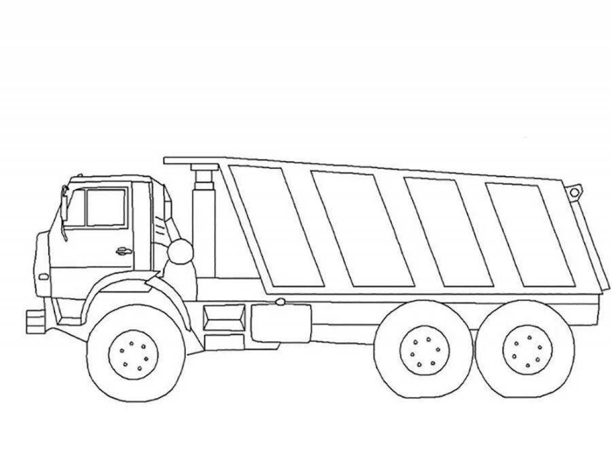 Fun coloring book KAMAZ for children 3-4 years old