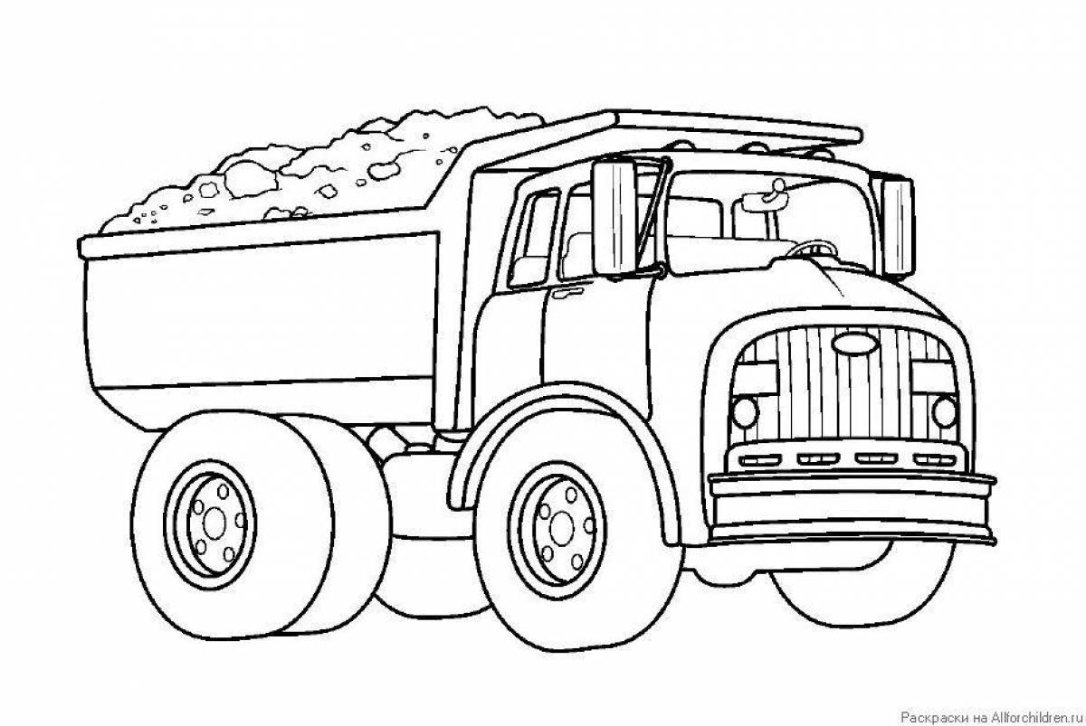 Adorable coloring book KAMAZ for little kids