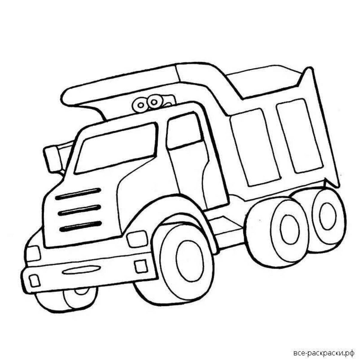 Attractive coloring book KAMAZ for children 3-4 years old