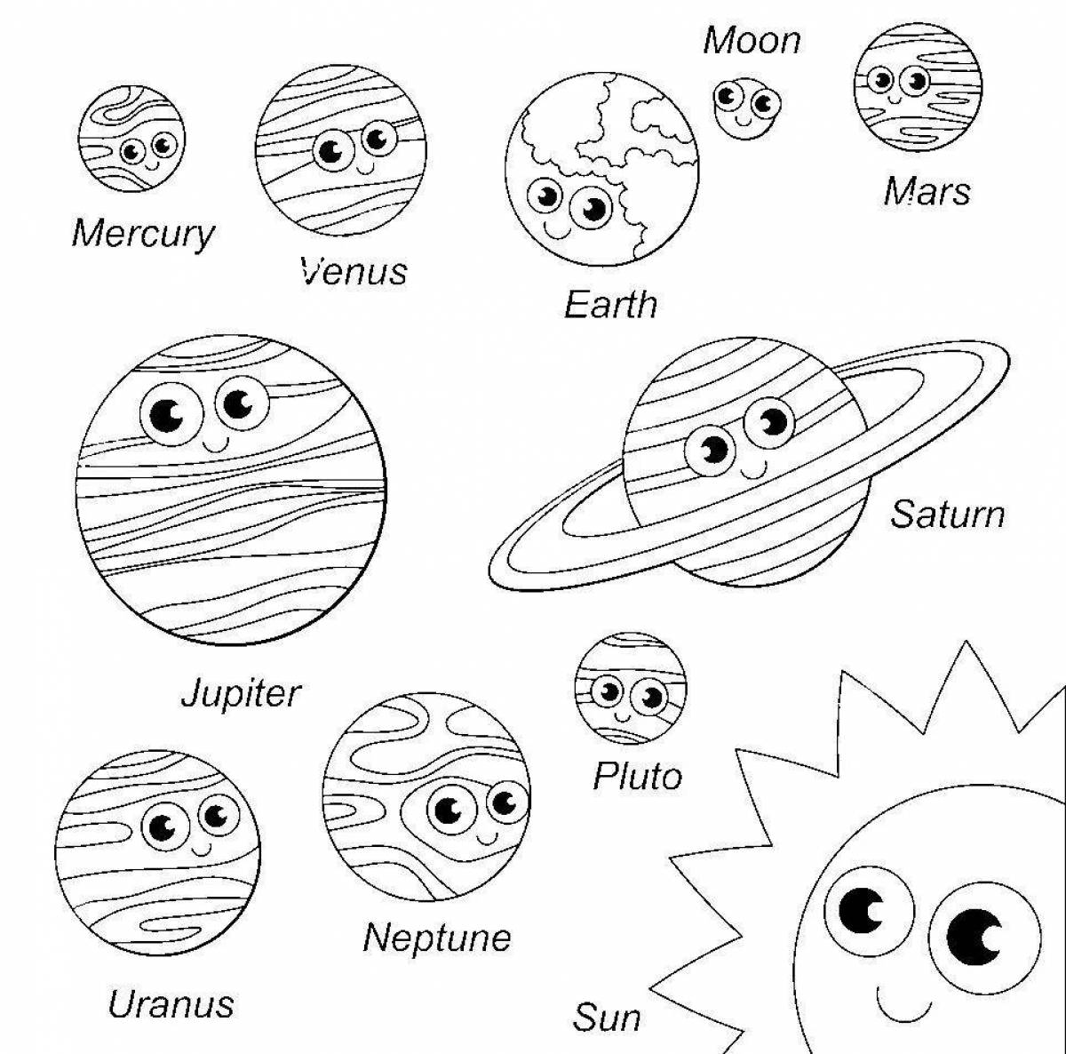 Планеты солнечной системы черно белые картинки