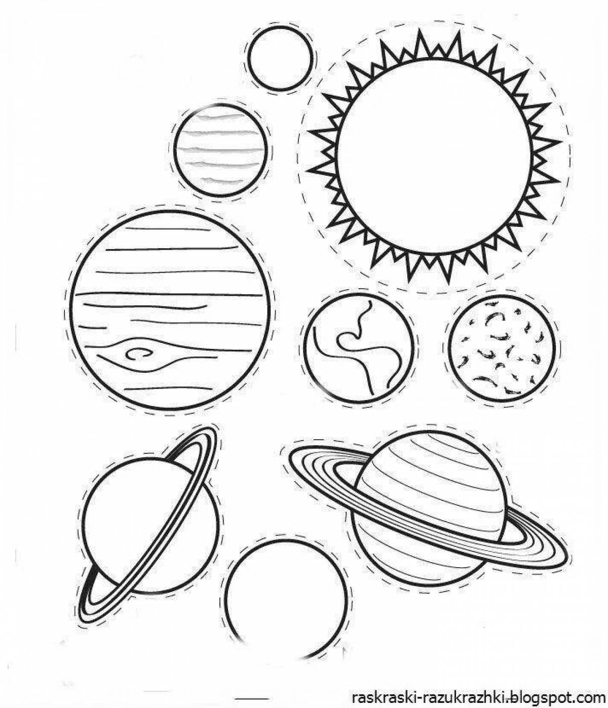 Раскраски планеты солнечной системы для детей Меркурий
