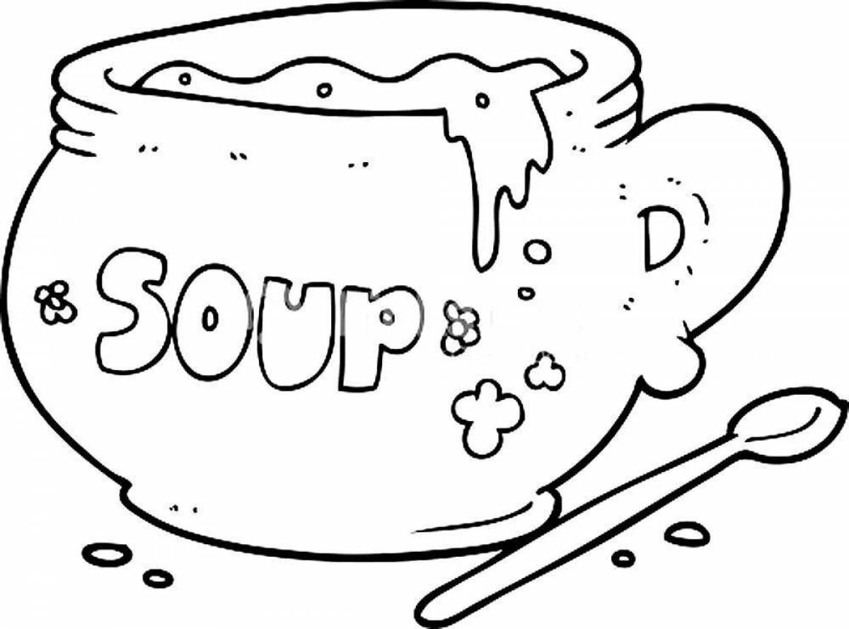 Раскраска кастрюля с супом