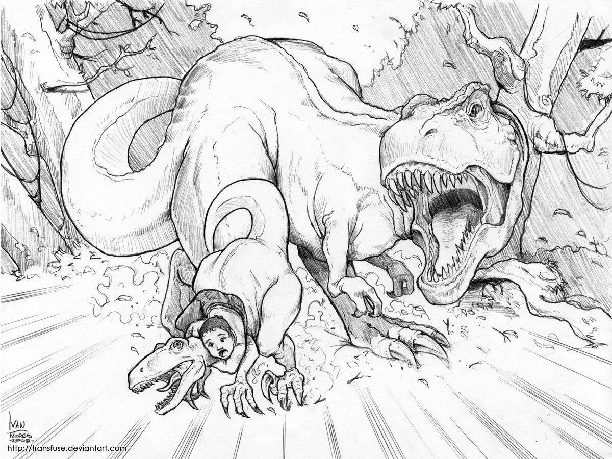 Раскраска Кинг Конг и динозавры