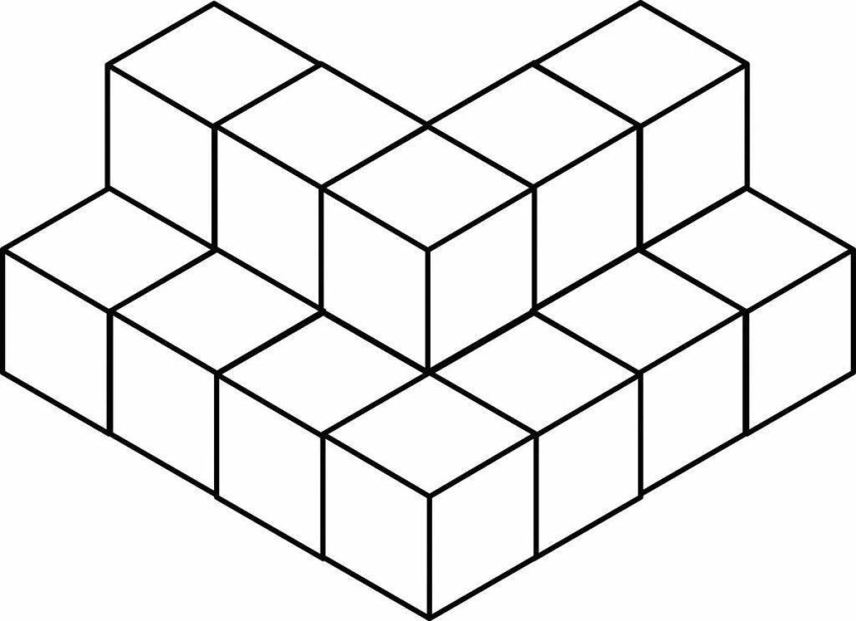 Куб скопировать. Фигуры из кубиков. Объемные фигуры из кубиков. Объемная фигура куб. Пирамидка из кубиков.