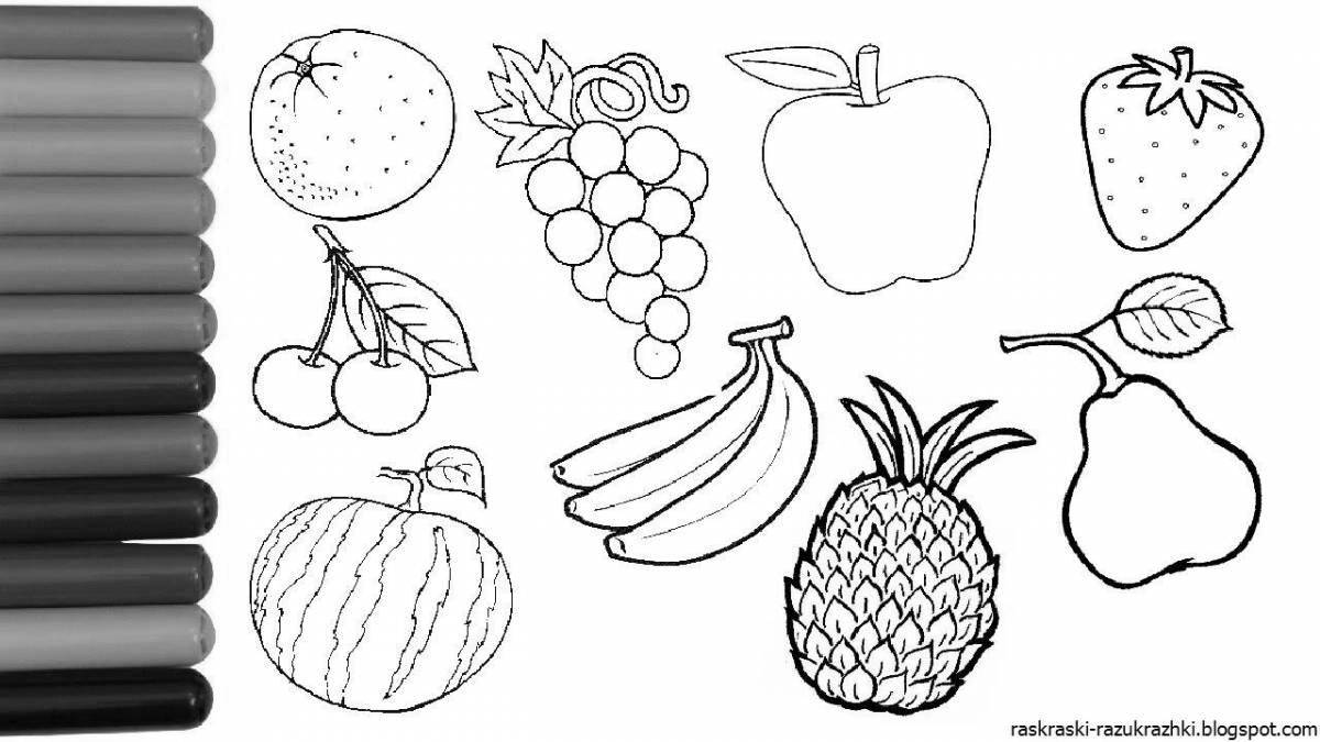 Colorful fruit coloring pages for kids