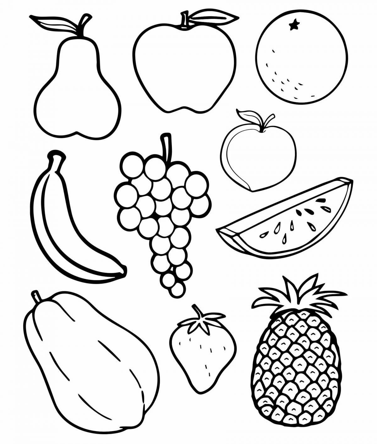 Детские раскраски на тему «Овощи и фрукты» для дошкольников
