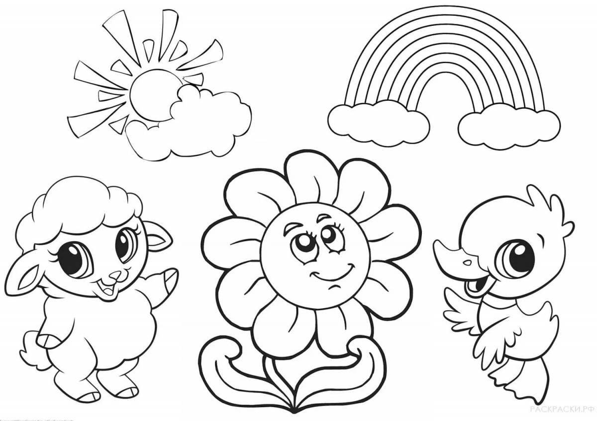 Color-happy coloring page for 3-4 year olds