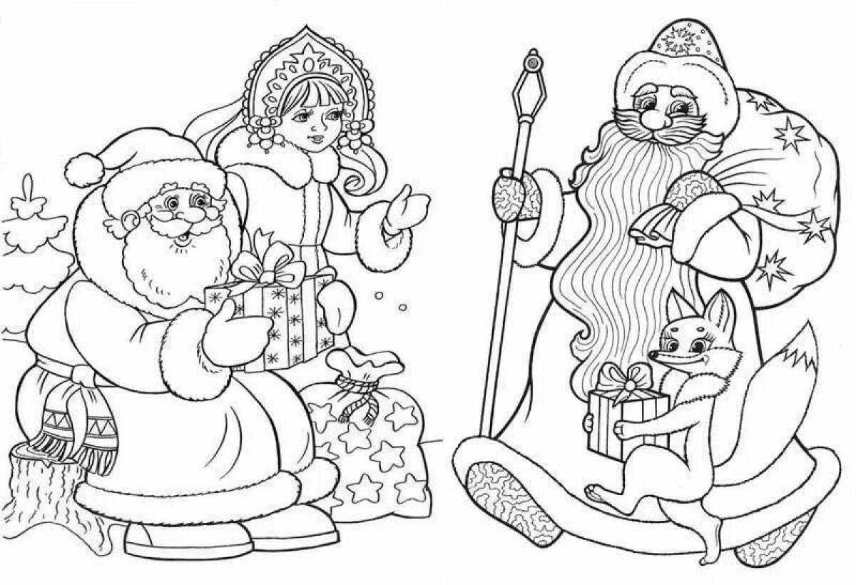 Coloring page happy santa claus