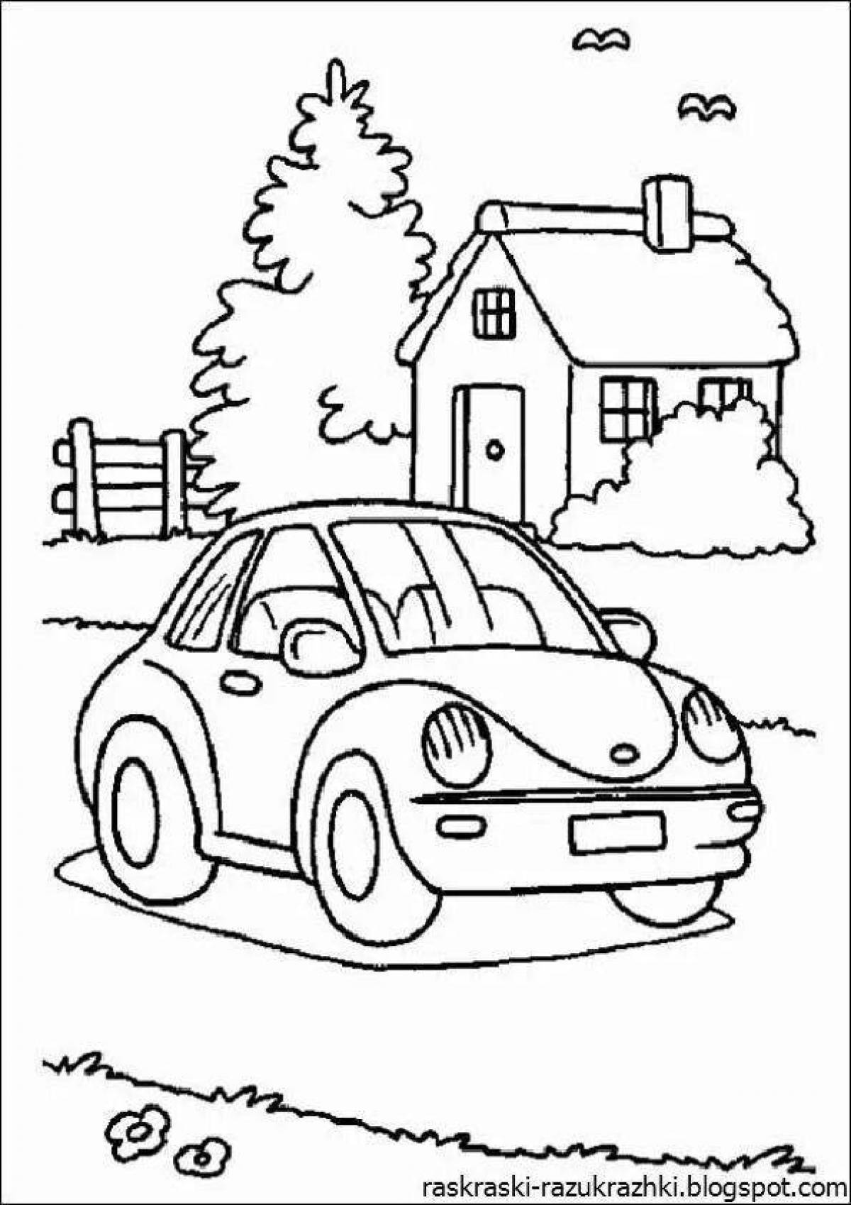 Coloring game colorful cars for boys 3-4 years old