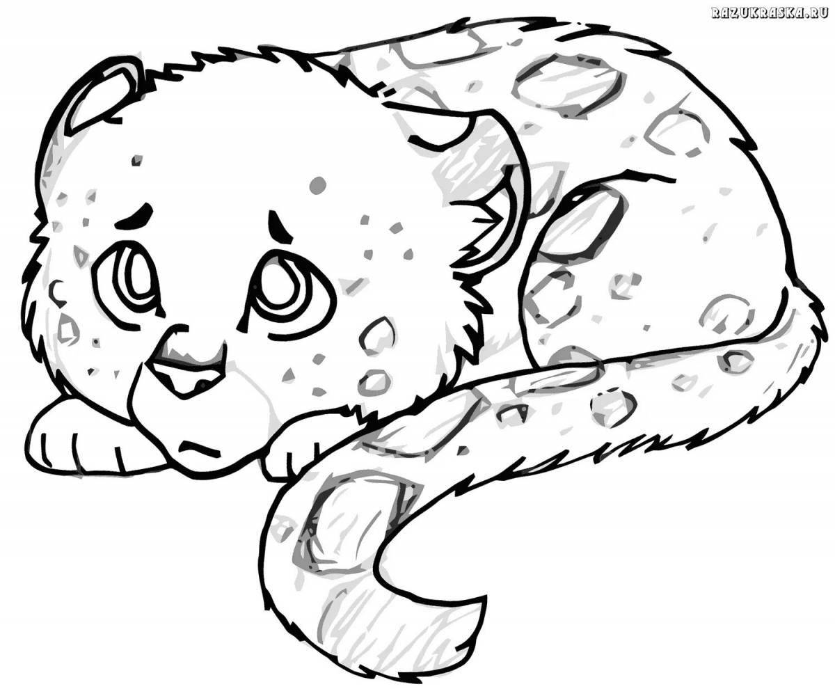 Playful snow leopard coloring page