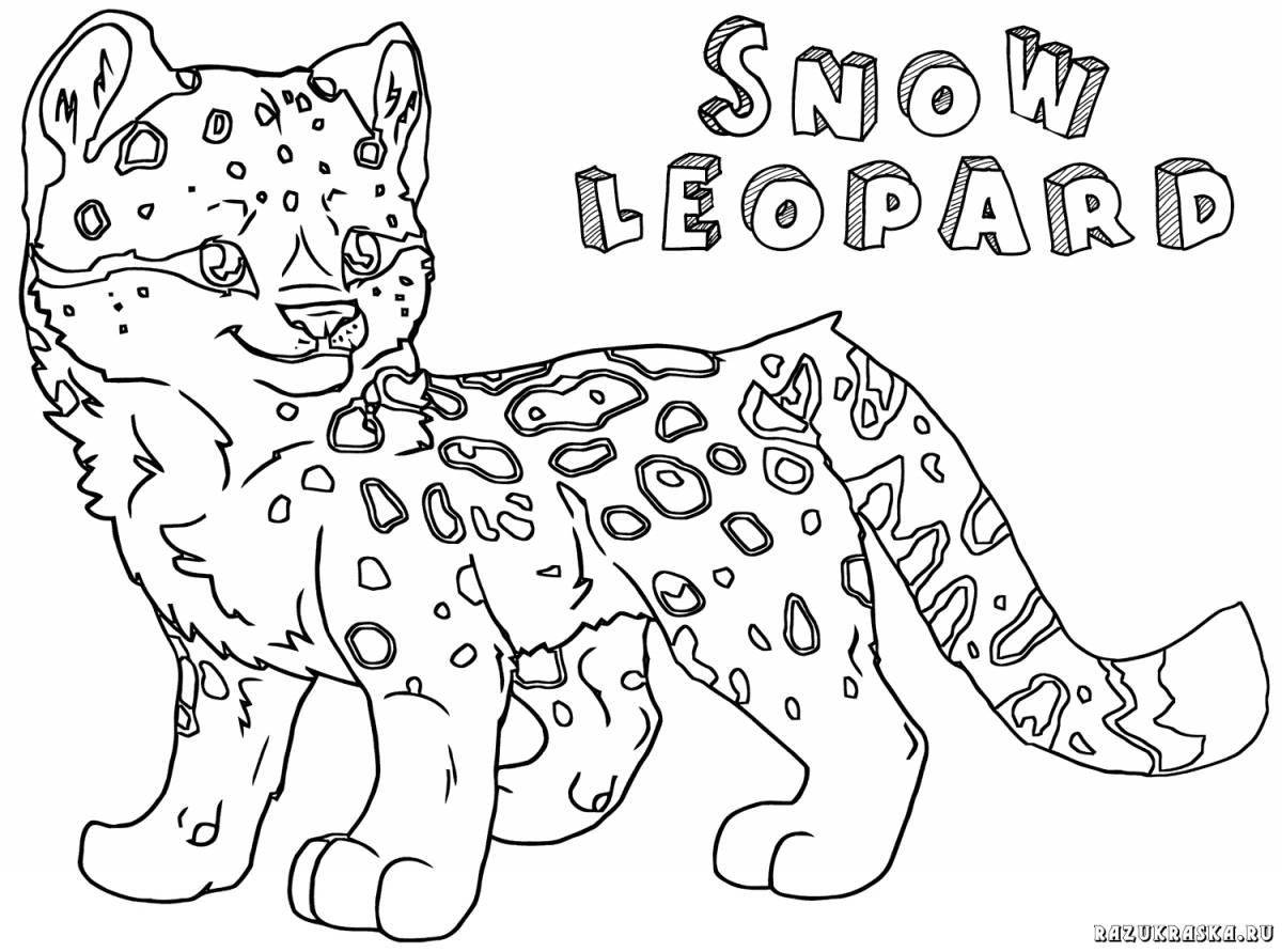 Glowing snow leopard coloring page