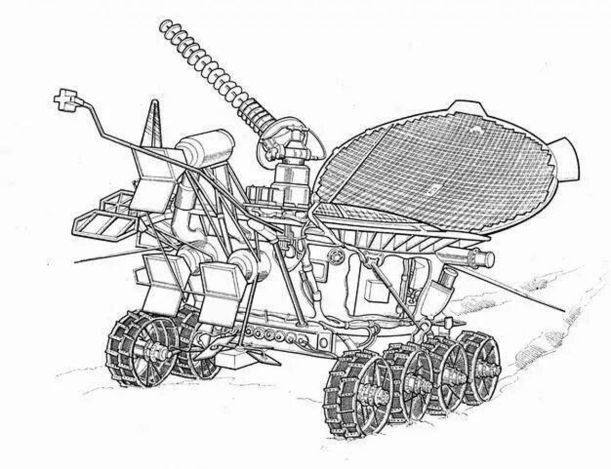 Coloring book beckoning lunar rover