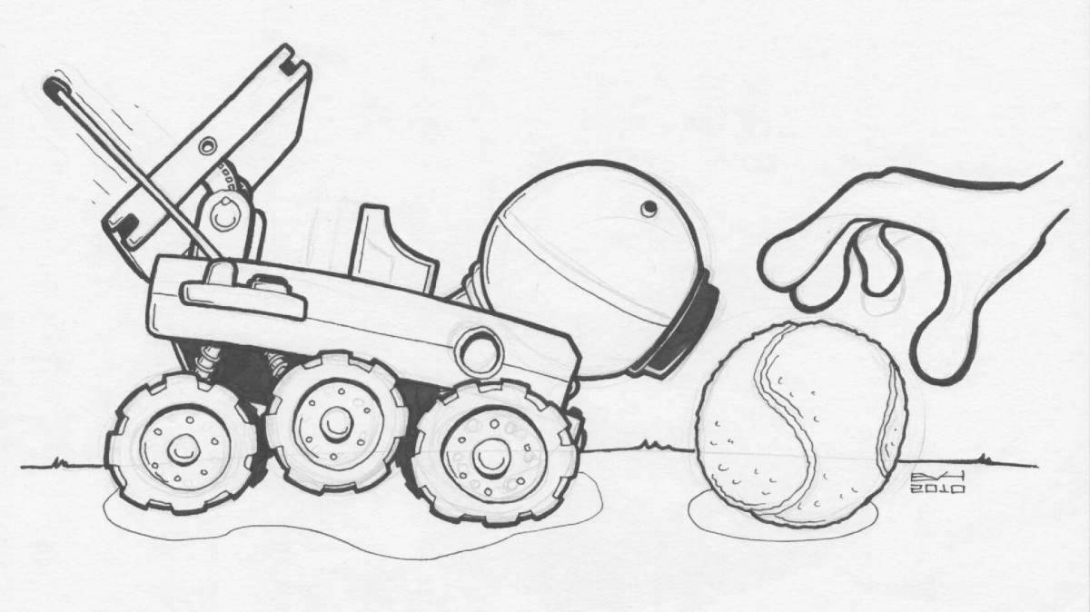 Coloring page cheerful moon rover
