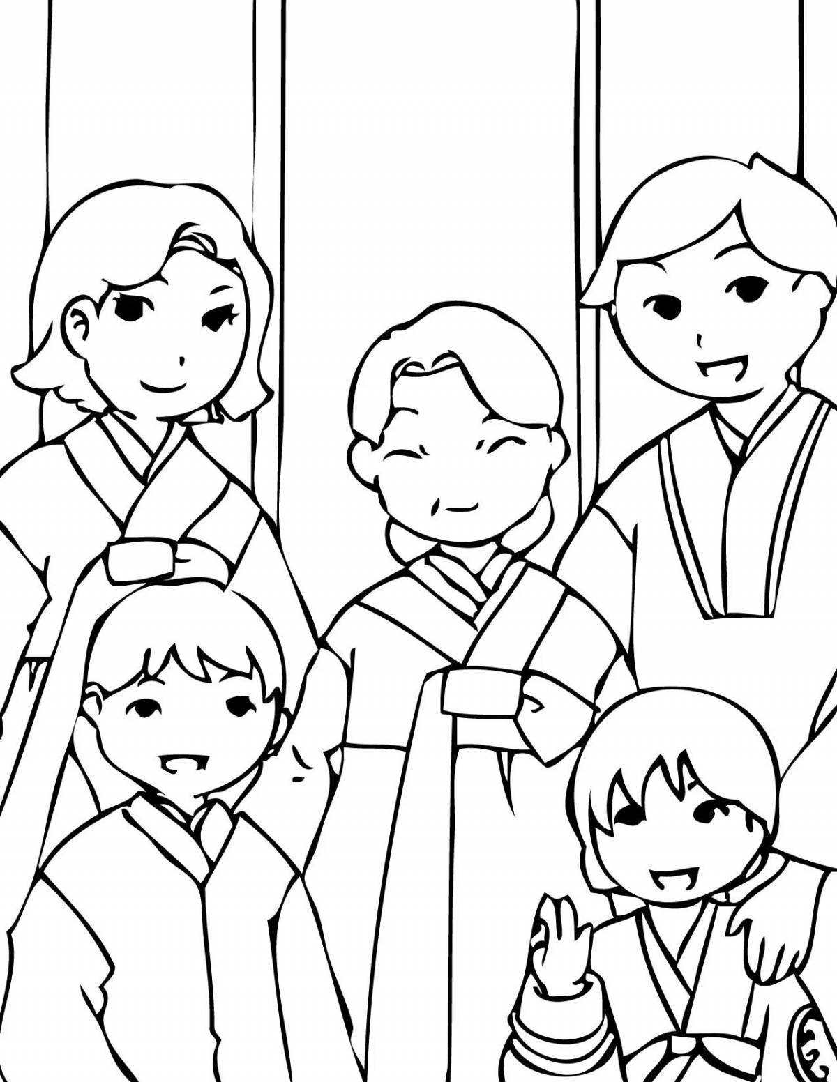 Colorful Koreans coloring pages