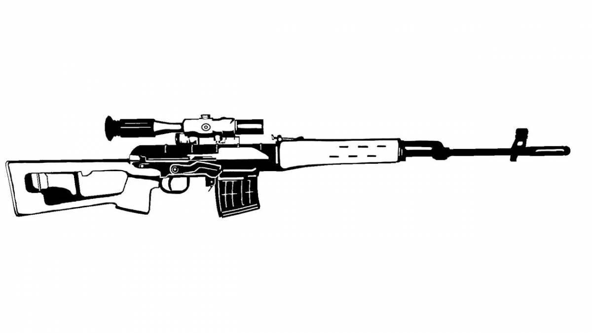 Сложная страница раскраски снайперской винтовки