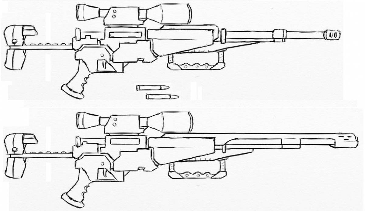 Fascinating sniper rifle coloring page