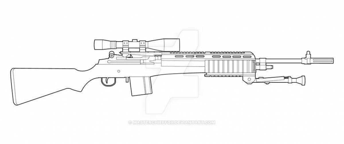 Exquisite sniper rifle coloring page