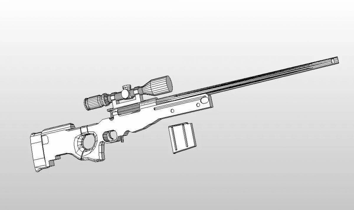 Stylish sniper rifle coloring page