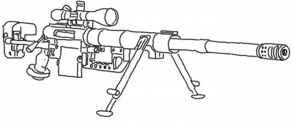 Уникальная страница раскраски снайперской винтовки