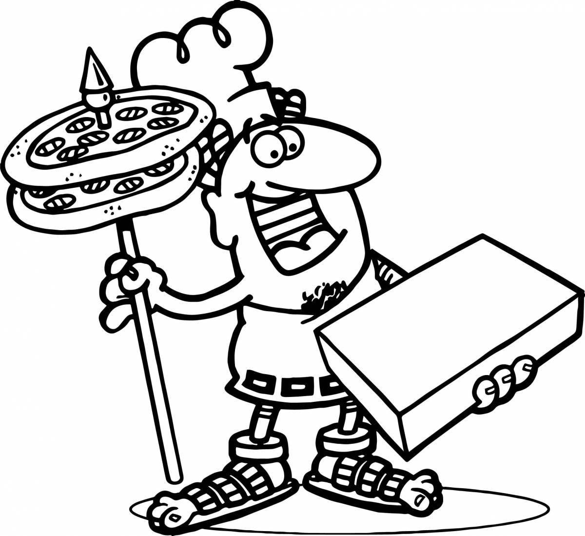 Coloring page happy pizzeria