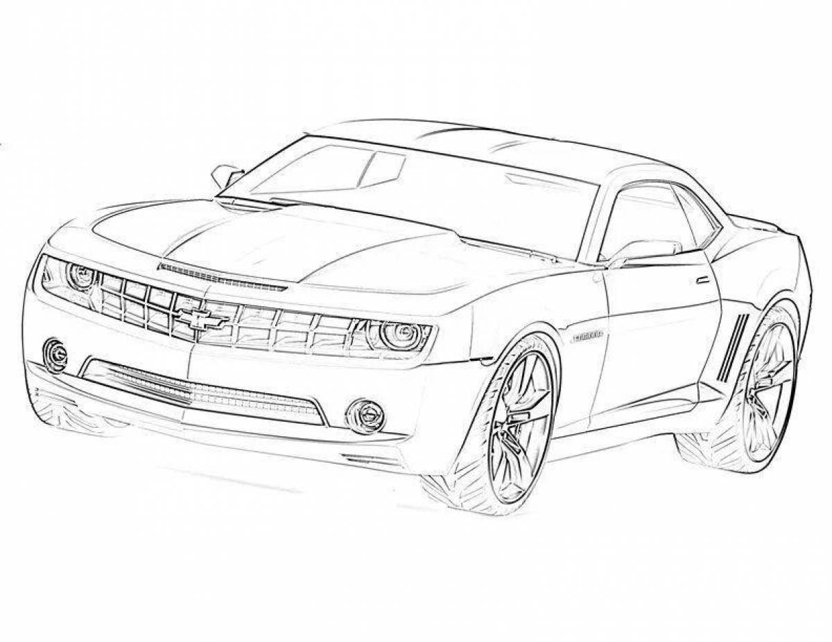 Colourfully designed camaro coloring page