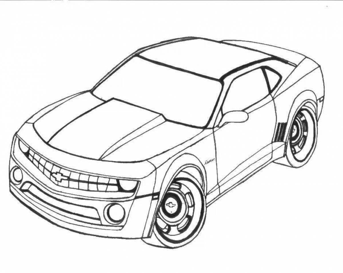 Colorfully illustrated camaro coloring page