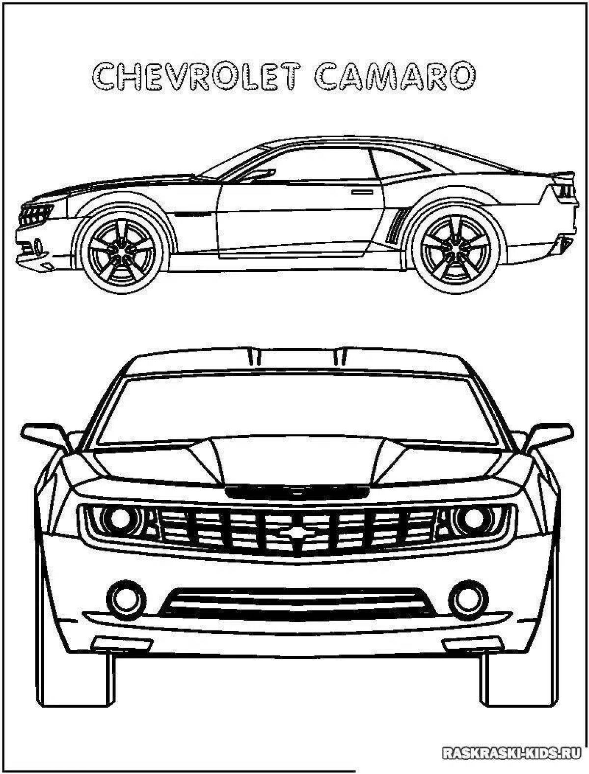 Colorfully detailed camaro coloring page