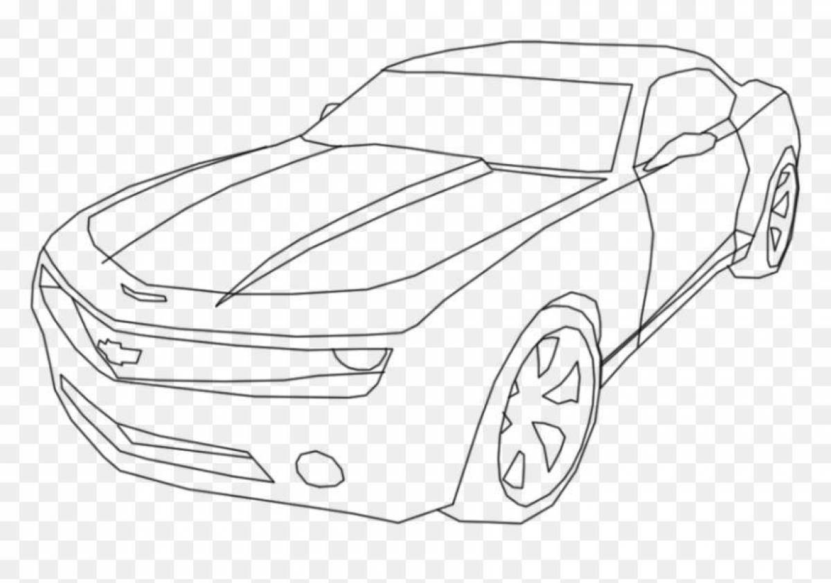 Camaro coloring page with colorful outlines