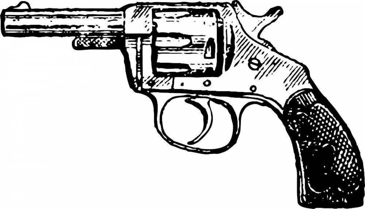 Фото Интенсивная страница раскраски револьвера