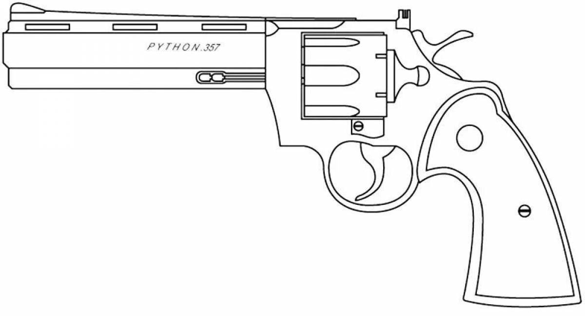 Фото Анимированная страница раскраски револьвера