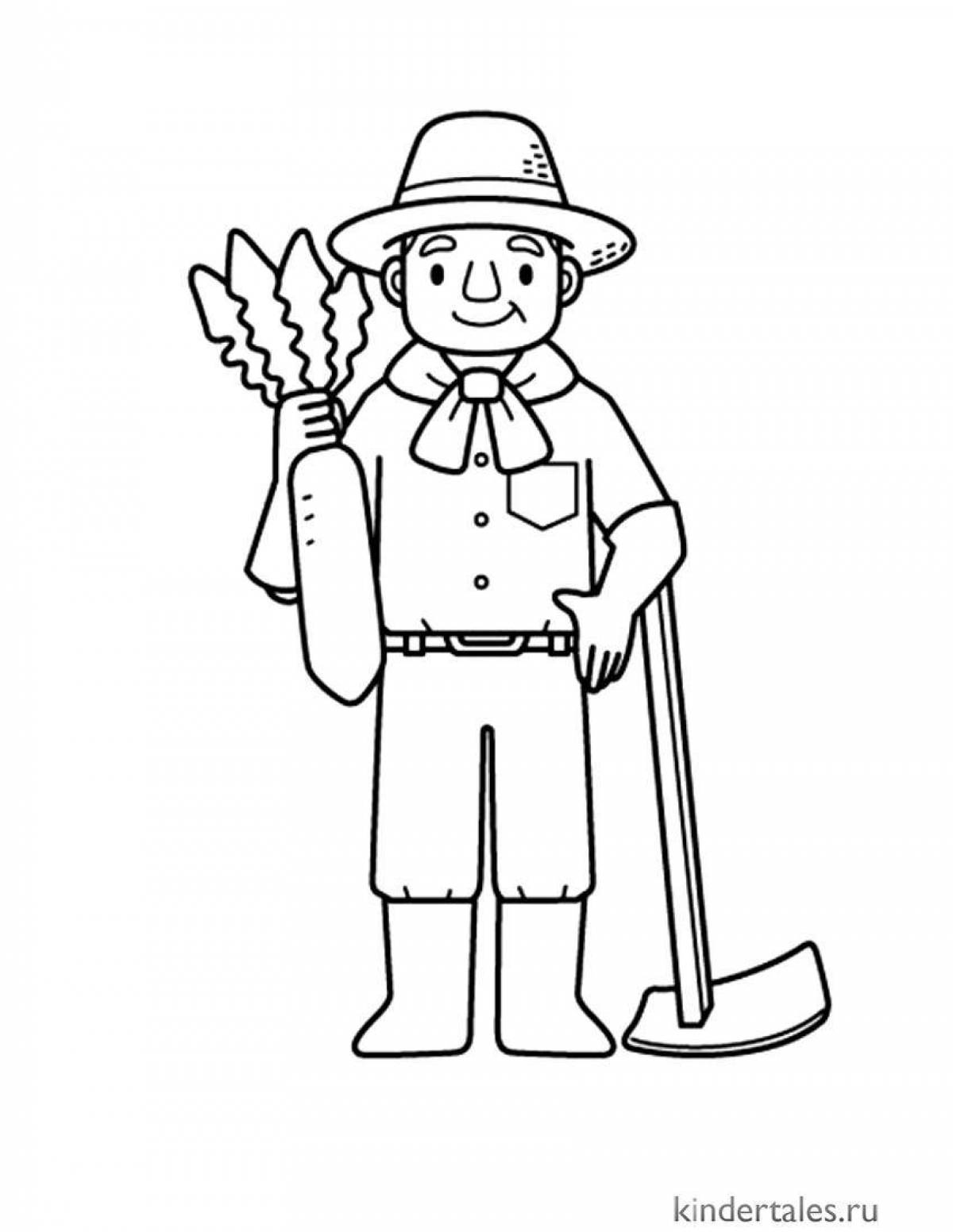 Coloring page playful farmer