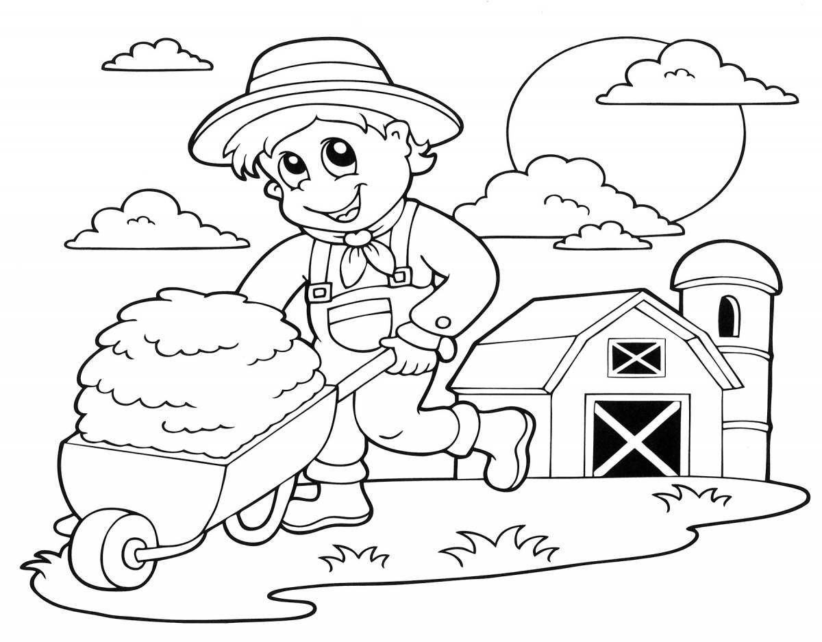 Solar farmer coloring page