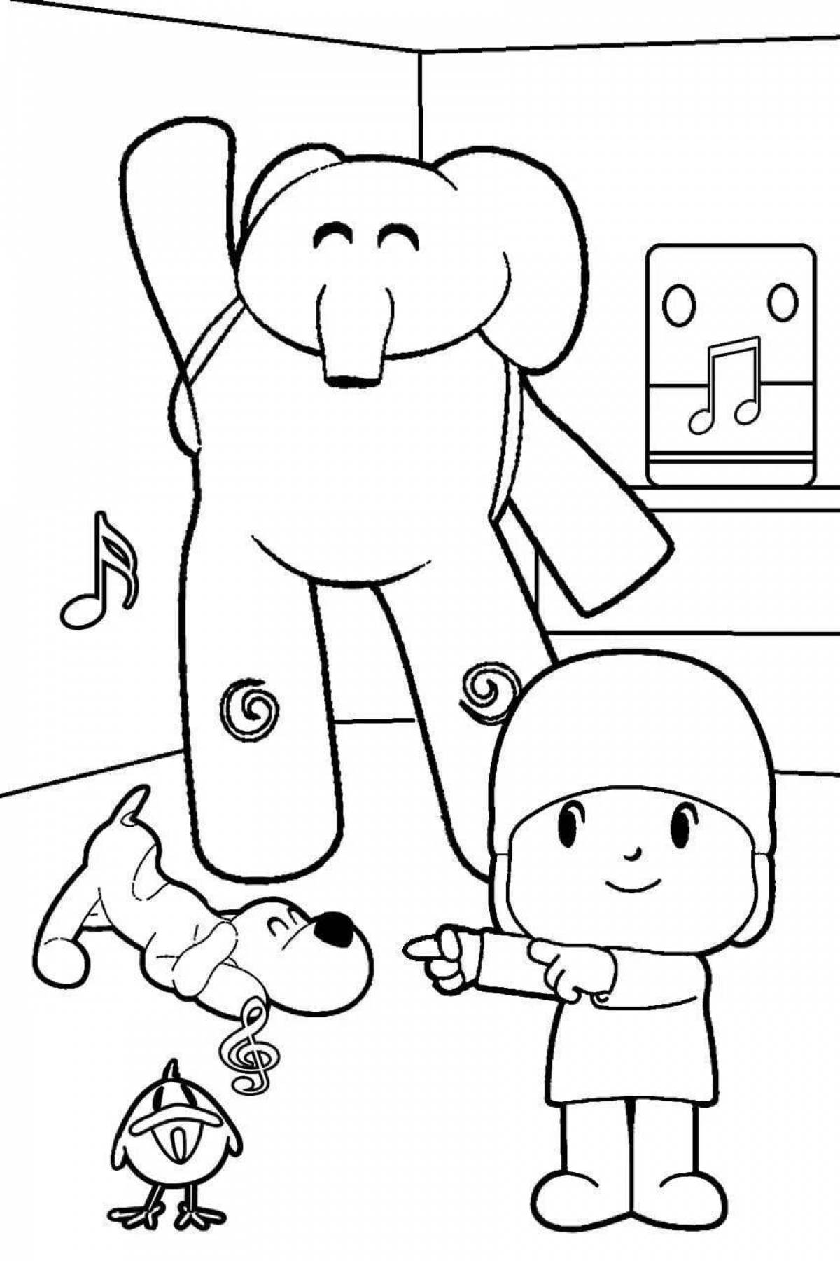 Pocoyo coloring pages with crazy color