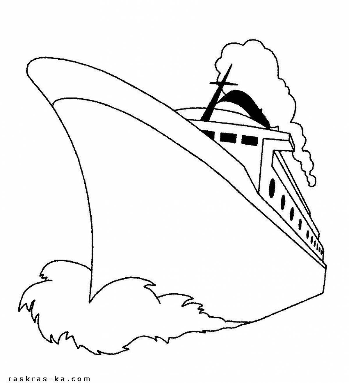 Colorful ship coloring book
