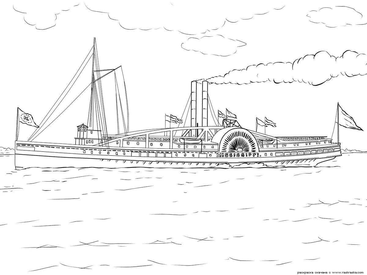 Charming ship coloring page