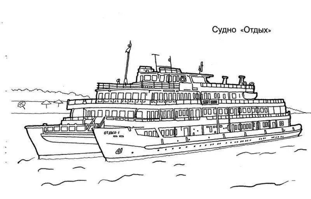 Detailed ship coloring page